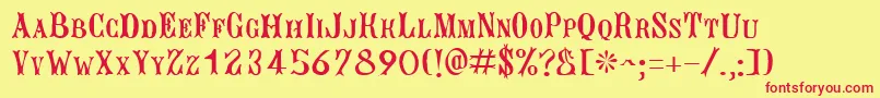 JacquesroughcutRegular Font – Red Fonts on Yellow Background