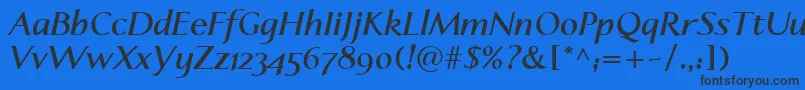 LinotypeapertoBolditalic Font – Black Fonts on Blue Background