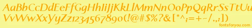 LinotypeapertoBolditalic Font – Orange Fonts on Yellow Background