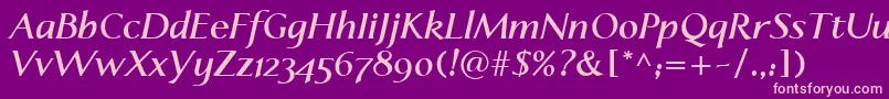 LinotypeapertoBolditalic Font – Pink Fonts on Purple Background