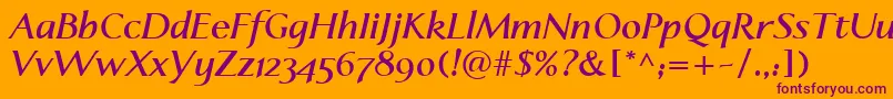 LinotypeapertoBolditalic Font – Purple Fonts on Orange Background