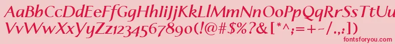 LinotypeapertoBolditalic Font – Red Fonts on Pink Background