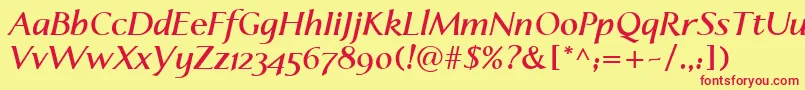 LinotypeapertoBolditalic Font – Red Fonts on Yellow Background