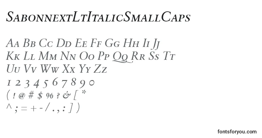 SabonnextLtItalicSmallCaps-fontti – aakkoset, numerot, erikoismerkit