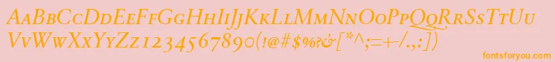 SabonnextLtItalicSmallCaps Font – Orange Fonts on Pink Background