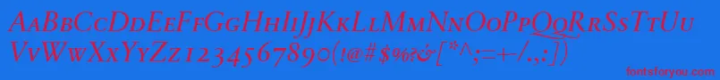 SabonnextLtItalicSmallCaps Font – Red Fonts on Blue Background