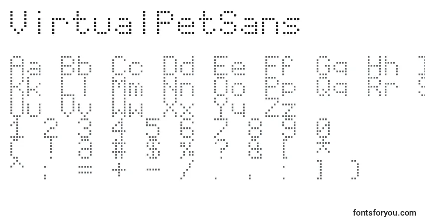 A fonte VirtualPetSans – alfabeto, números, caracteres especiais