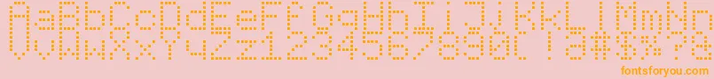 VirtualPetSans-Schriftart – Orangefarbene Schriften auf rosa Hintergrund