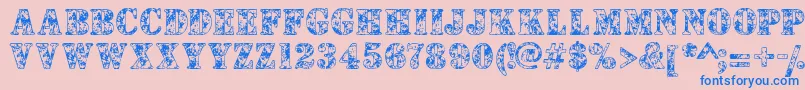 Camouflages-Schriftart – Blaue Schriften auf rosa Hintergrund