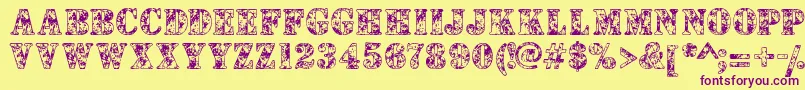 Camouflages Font – Purple Fonts on Yellow Background