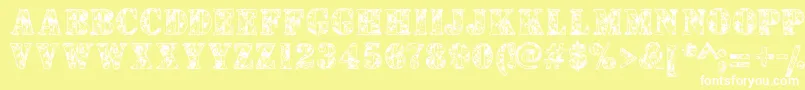 フォントCamouflages – 黄色い背景に白い文字