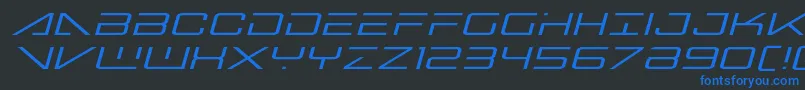 Bansheepilotexpandital-Schriftart – Blaue Schriften auf schwarzem Hintergrund