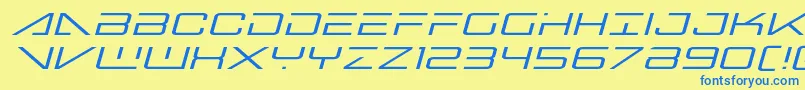 Bansheepilotexpandital-Schriftart – Blaue Schriften auf gelbem Hintergrund
