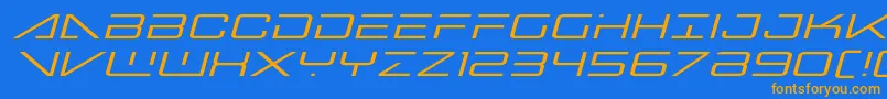 Fonte Bansheepilotexpandital – fontes laranjas em um fundo azul