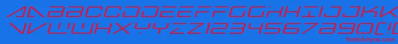 Bansheepilotexpandital-Schriftart – Rote Schriften auf blauem Hintergrund