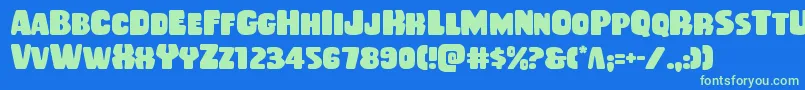 Rubberboy Font – Green Fonts on Blue Background