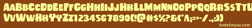 Rubberboy-fontti – keltaiset fontit ruskealla taustalla