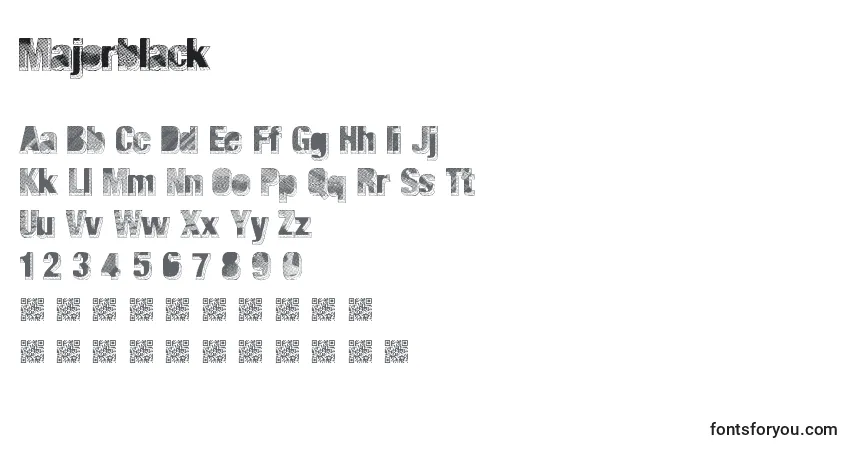 A fonte Majorblack – alfabeto, números, caracteres especiais