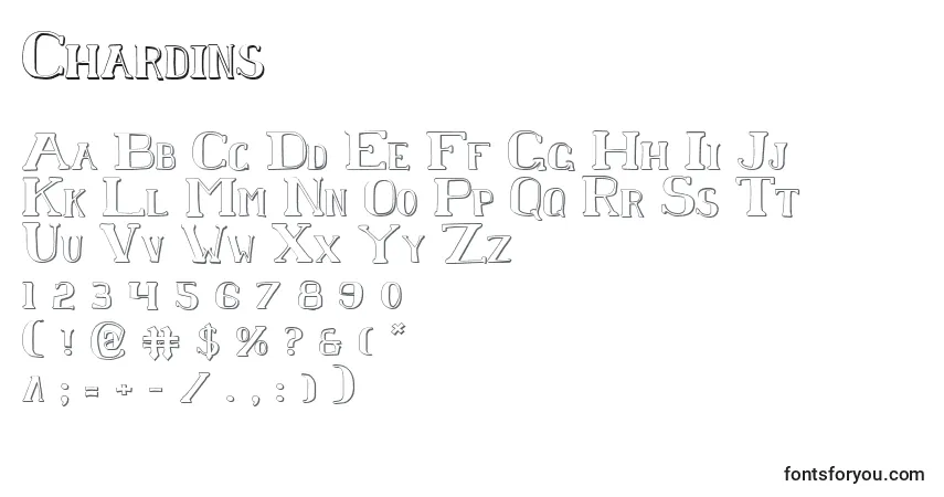 Schriftart Chardins – Alphabet, Zahlen, spezielle Symbole