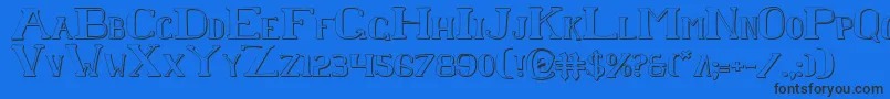 Chardins-Schriftart – Schwarze Schriften auf blauem Hintergrund