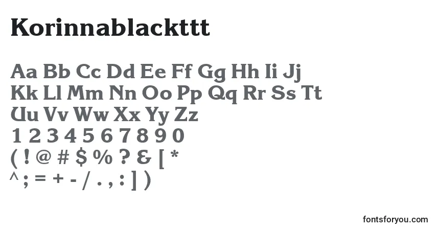 Czcionka Korinnablackttt – alfabet, cyfry, specjalne znaki