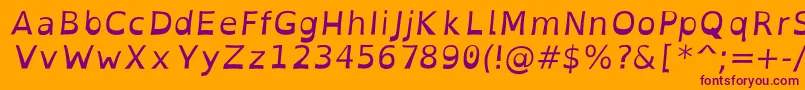 Czcionka OpendyslexicItalic – fioletowe czcionki na pomarańczowym tle