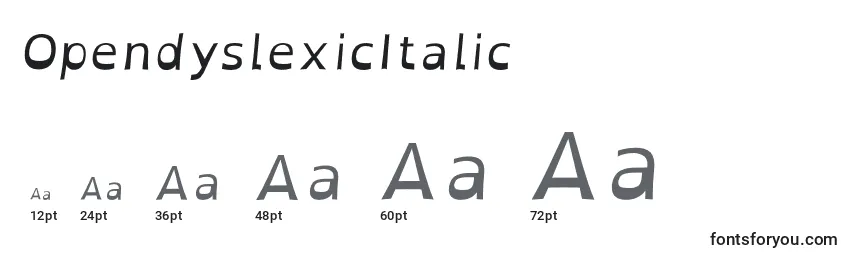 Größen der Schriftart OpendyslexicItalic
