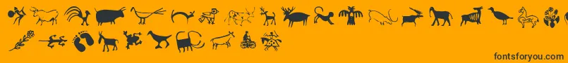 Cavepaintingdingbats Font – Black Fonts on Orange Background