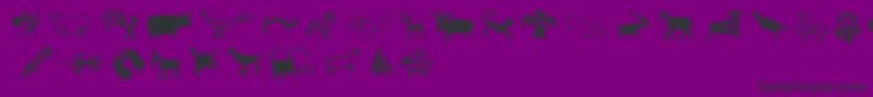 Cavepaintingdingbats-Schriftart – Schwarze Schriften auf violettem Hintergrund