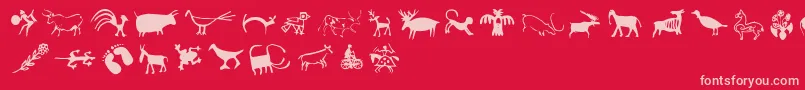 Cavepaintingdingbats Font – Pink Fonts on Red Background