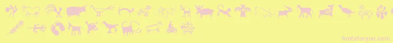 Cavepaintingdingbats Font – Pink Fonts on Yellow Background