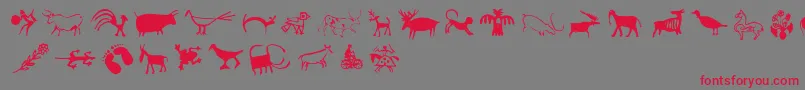 Cavepaintingdingbats-Schriftart – Rote Schriften auf grauem Hintergrund