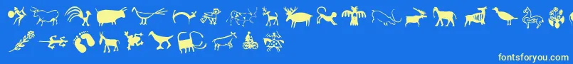 Cavepaintingdingbats Font – Yellow Fonts on Blue Background