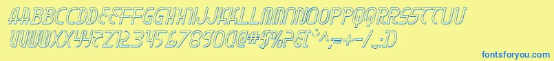 MoonDart3DItalic Font – Blue Fonts on Yellow Background