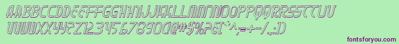 MoonDart3DItalic-Schriftart – Violette Schriften auf grünem Hintergrund