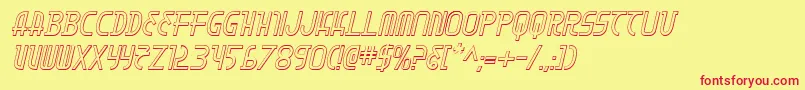 フォントMoonDart3DItalic – 赤い文字の黄色い背景