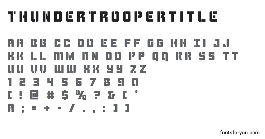 A fonte Thundertroopertitle – alfabeto, números, caracteres especiais