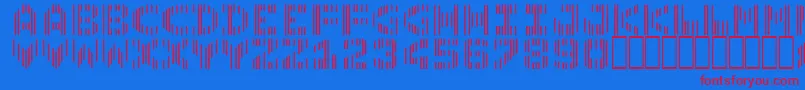 LinotypecmcSeven Font – Red Fonts on Blue Background