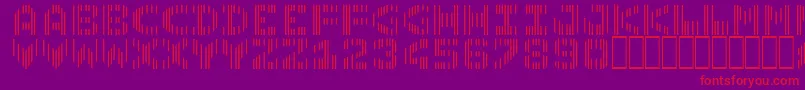 LinotypecmcSeven-Schriftart – Rote Schriften auf violettem Hintergrund