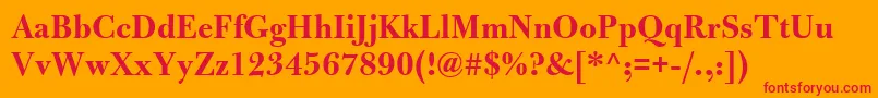 BulmerMtBold-Schriftart – Rote Schriften auf orangefarbenem Hintergrund