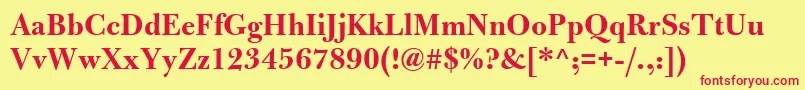 BulmerMtBold-fontti – punaiset fontit keltaisella taustalla
