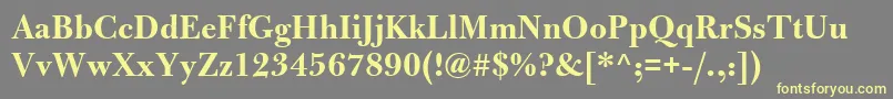 BulmerMtBold-fontti – keltaiset fontit harmaalla taustalla