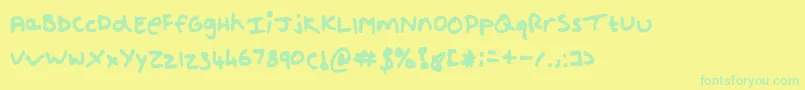 Shout-Schriftart – Grüne Schriften auf gelbem Hintergrund