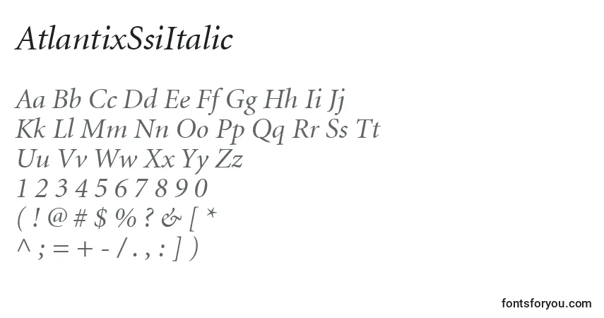 A fonte AtlantixSsiItalic – alfabeto, números, caracteres especiais