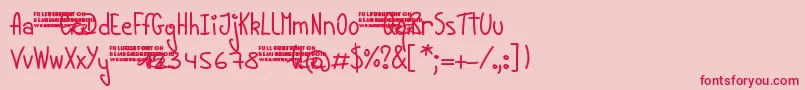フォントYoungLinesDemo – ピンクの背景に赤い文字