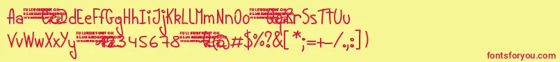 YoungLinesDemo-Schriftart – Rote Schriften auf gelbem Hintergrund