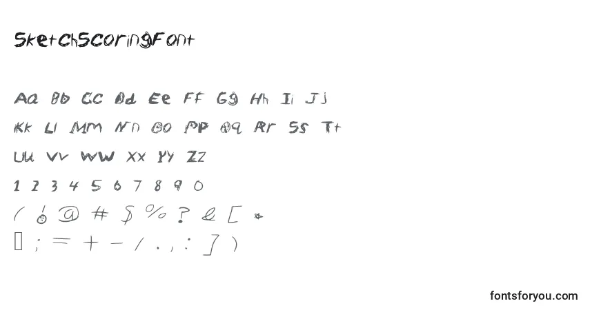 SketchScoringFont-fontti – aakkoset, numerot, erikoismerkit