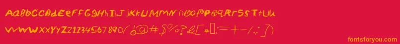 SketchScoringFont-fontti – oranssit fontit punaisella taustalla