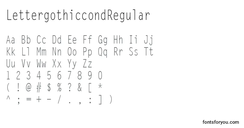 A fonte LettergothiccondRegular – alfabeto, números, caracteres especiais