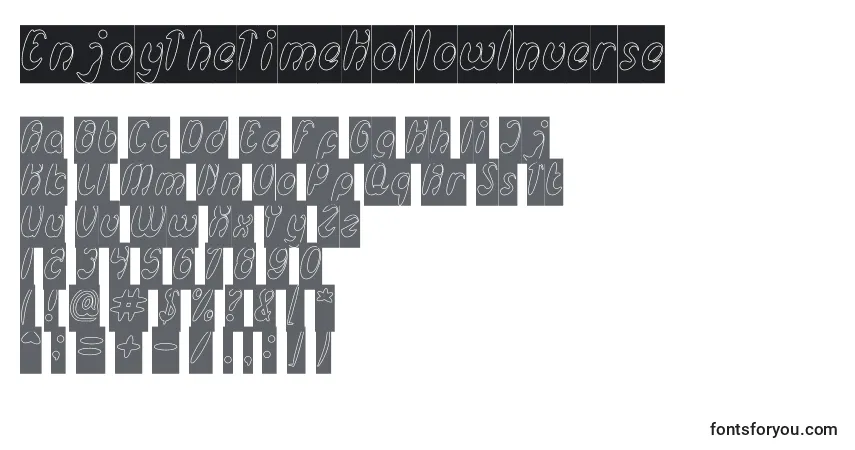 Czcionka EnjoyTheTimeHollowInverse – alfabet, cyfry, specjalne znaki